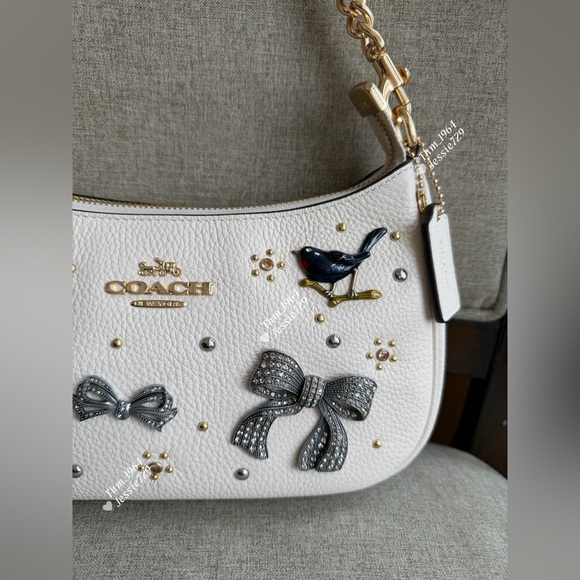 Coach White Shoulder Bag with Gold and Gray Accents - Picture 4 of 8